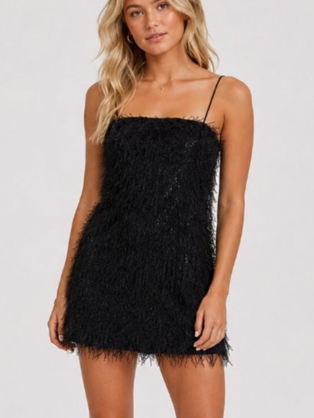 NEW Farrow Black Dara Metallic Fringe Mini Dress Size Medium 8470